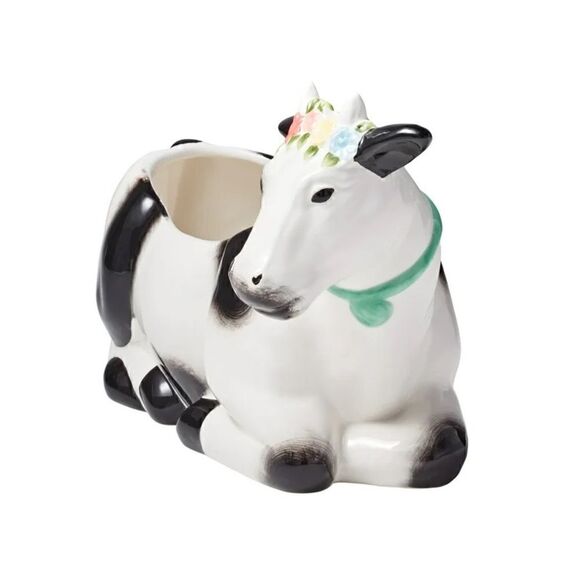2024 🦋 New The Pioneer Woman Black & White Cow Ceramic Planter - Picture 1 of 8